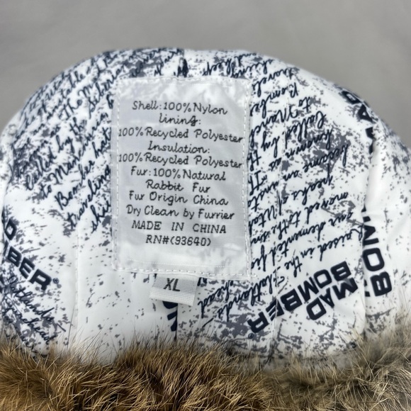 Mad Bomber Hat XL Brown Trapper Rabbit Fur Lined Snap Button Pilot Cap - Picture 4 of 5